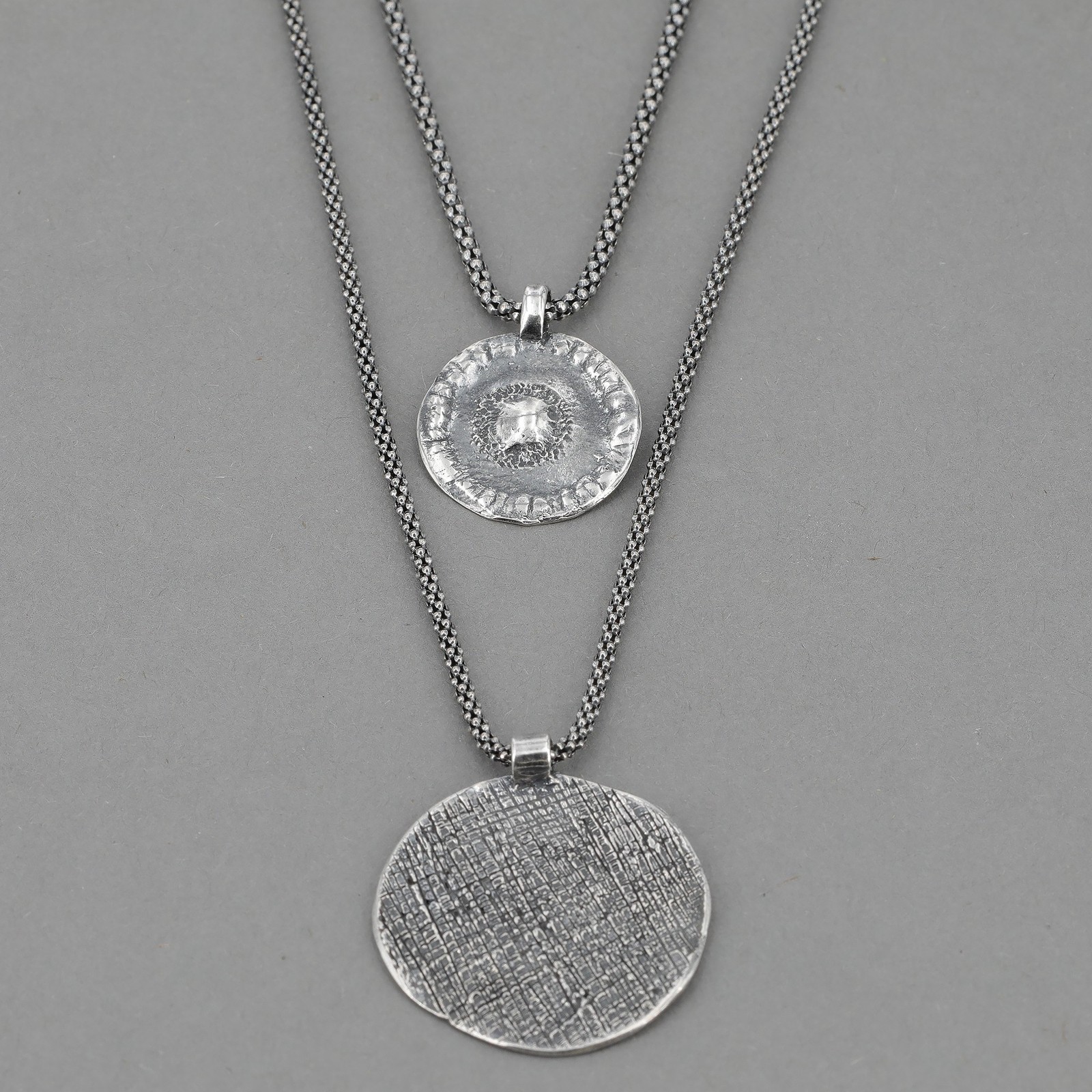 Retired Silpada Oxidized Sterling 2-Strand Layered Popcorn Chain Necklace N1823