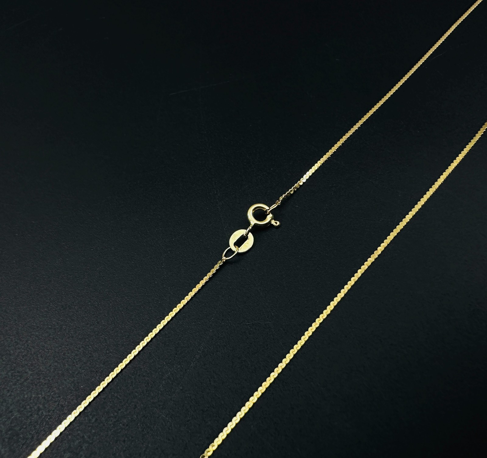 Solid 14K Yellow Gold Serpentine Link Chain Necklace, 1mm, 23 7/8″ LONG