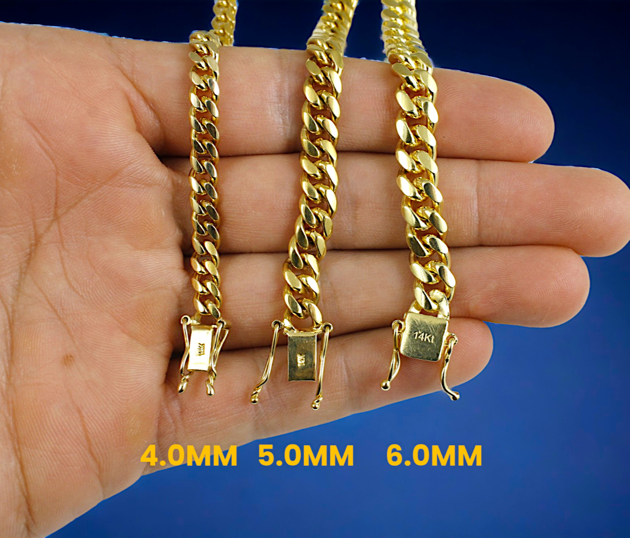14K Yellow Gold 2mm-12mm SOLID Miami Cuban Necklace Bracelet Chain Gold 7″-30″