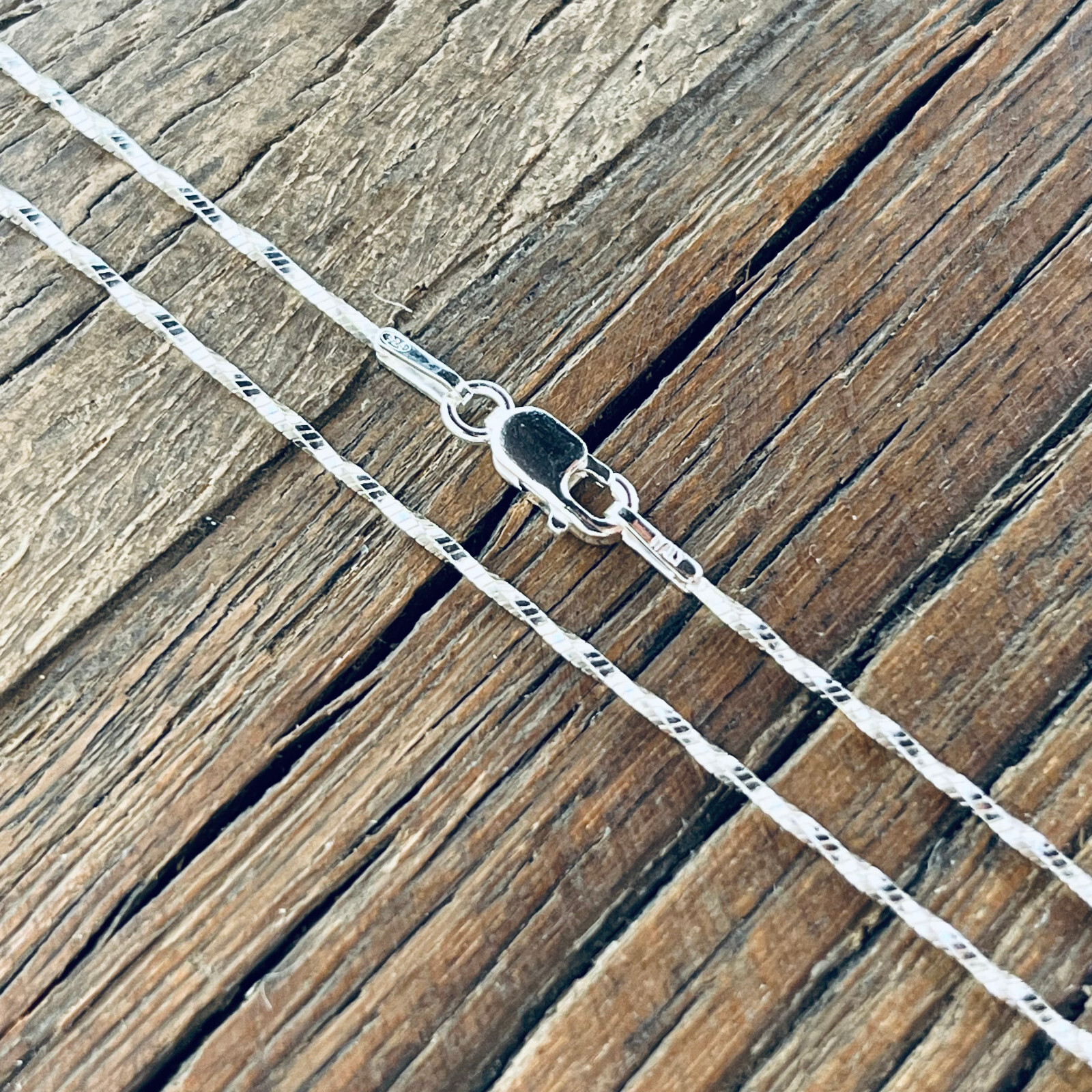 Real Solid 925 Sterling Silver Twisted Square Diamond Cut Snake Chain Necklace