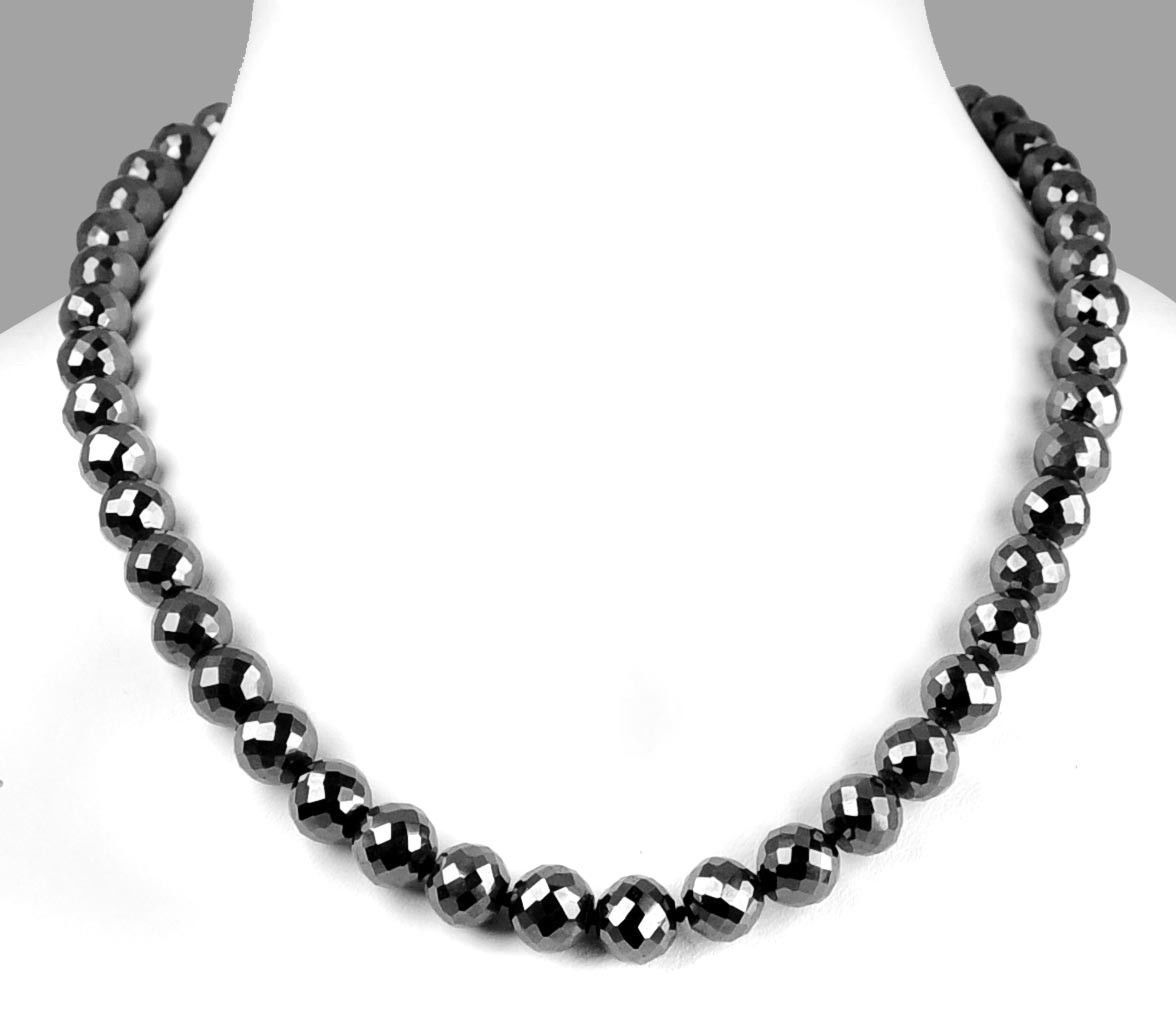 Genuine 9 mm Rare Black Diamond Necklace 18 inches AAA Certified Christmas Gift