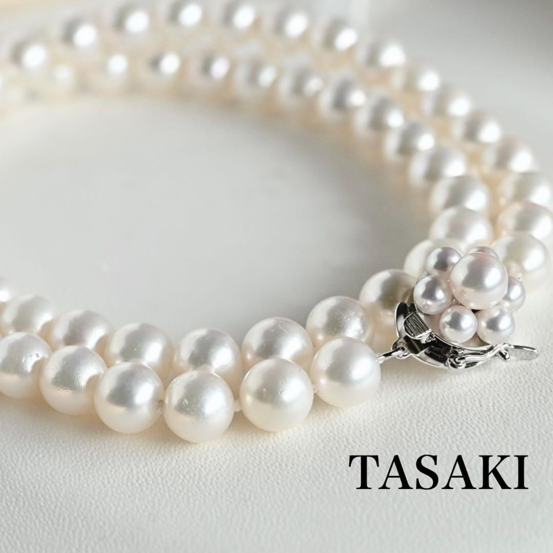 TASAKI Akoya Pearl Necklace 7mm Hanadama Grade AA Silver Clasp 16.3 in Authentic