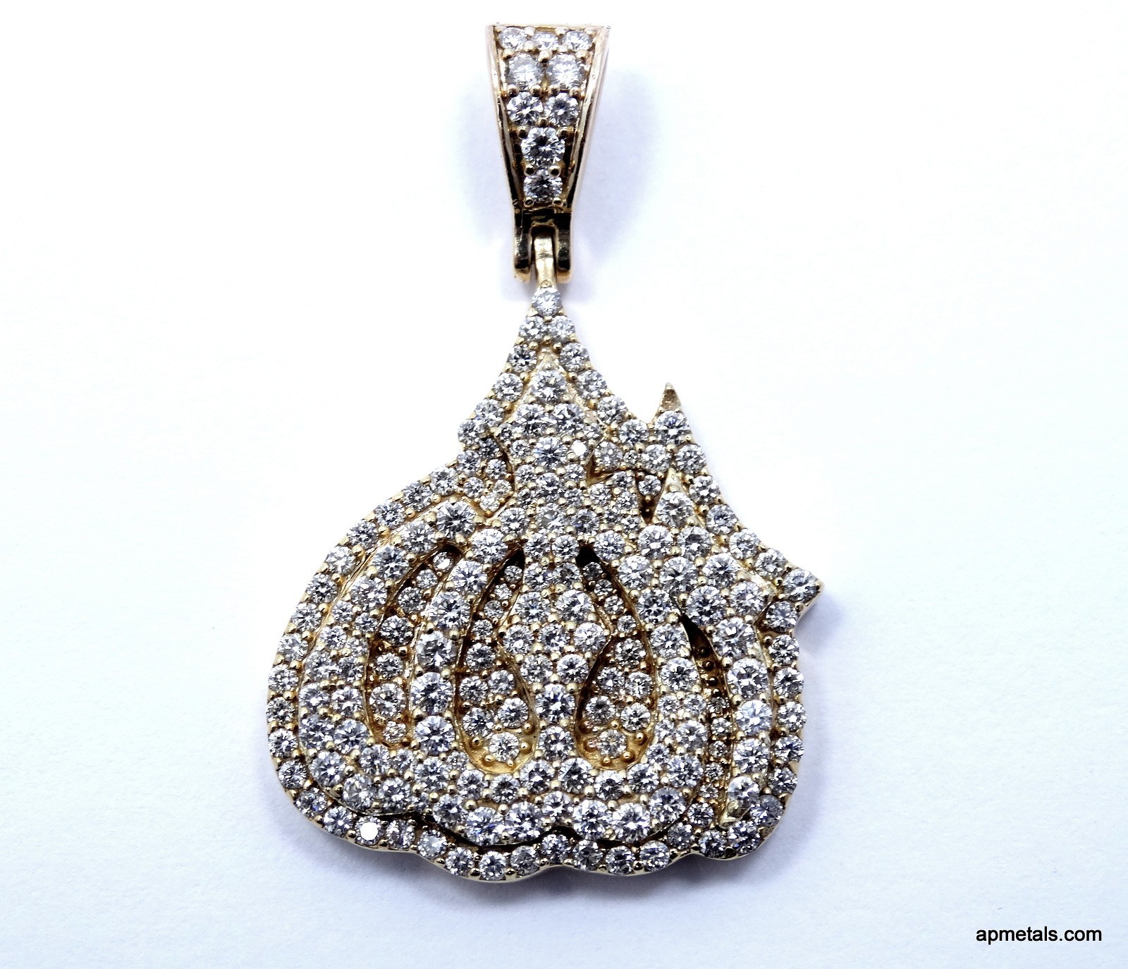 Iced ALLAH 2 Ct Natural VS/SI DIAMOND 14K Gold 25.5mm Arabic Symbol God Pendant