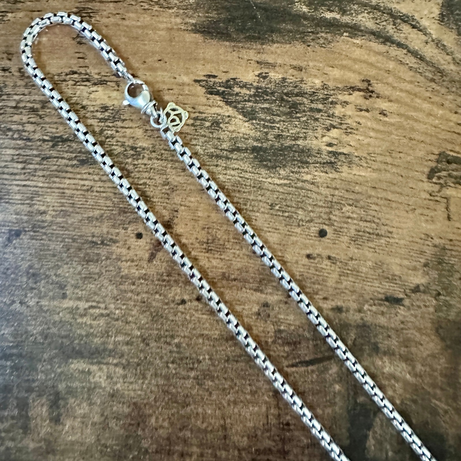 David Yurman Medium Box Chain Necklace w/ 14K Yellow Gold – 3.6mm – 18″
