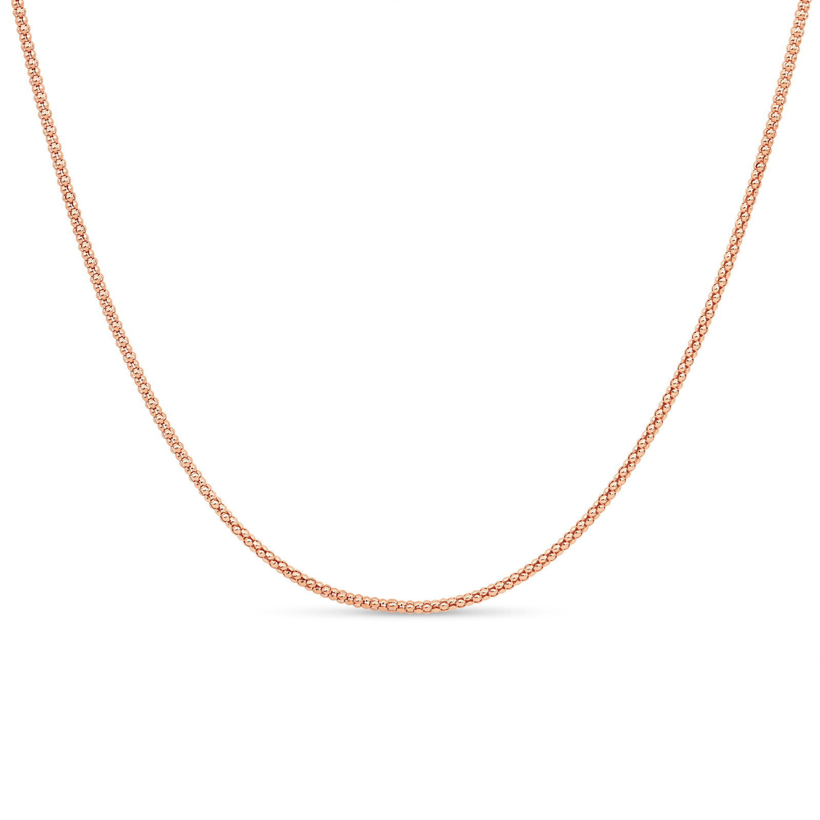 925 Sterling Silver Rose Gold Plated Popcorn Coreana Chain for Girls and Women
