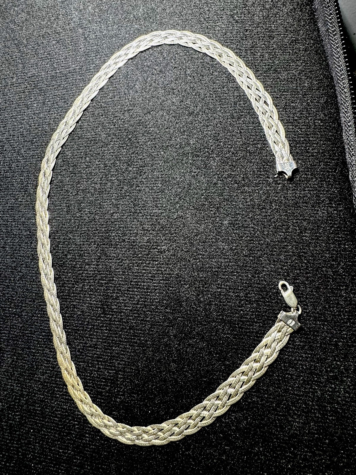 VINTAGE ITALY (925) Sterling Silver 18” FLAT BRAIDED WEAVE Necklace NEW 13.71g