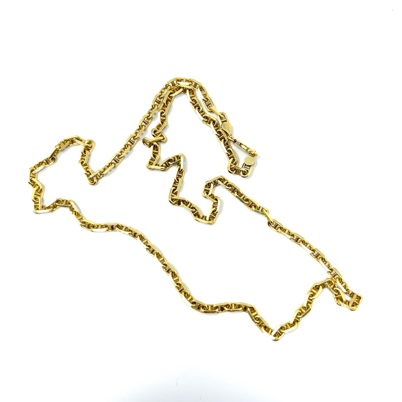 14k Solid Yellow Gold 4mm Anchor Mariner Necklace – 24″ – 26.9g
