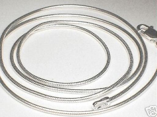 1.2mm Solid 925 Sterling Silver Shiny Italian Round Snake Chain Necklace 18″