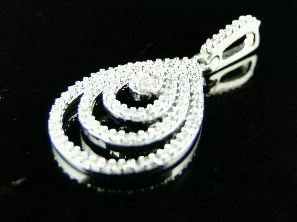 1.00 Ct Lab Created Round Diamond Pear Shape Pendant 14k White Gold Over