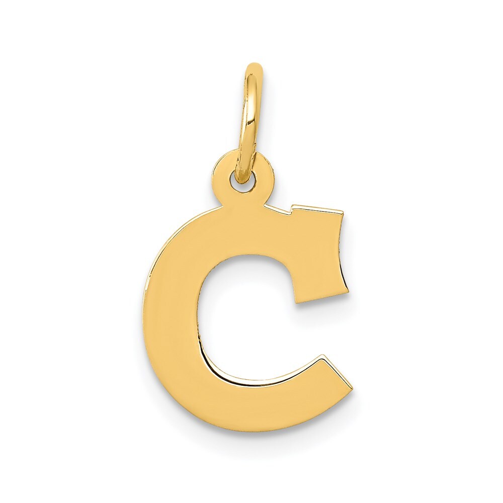 14k Yellow Gold Small Block Letter C Initial Charm Pendant 0.32gm L-13.39mm