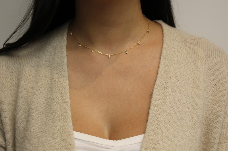 High Quality 14k Gold Women’s Gift Natural Diamond Certified Necklace Round Cut