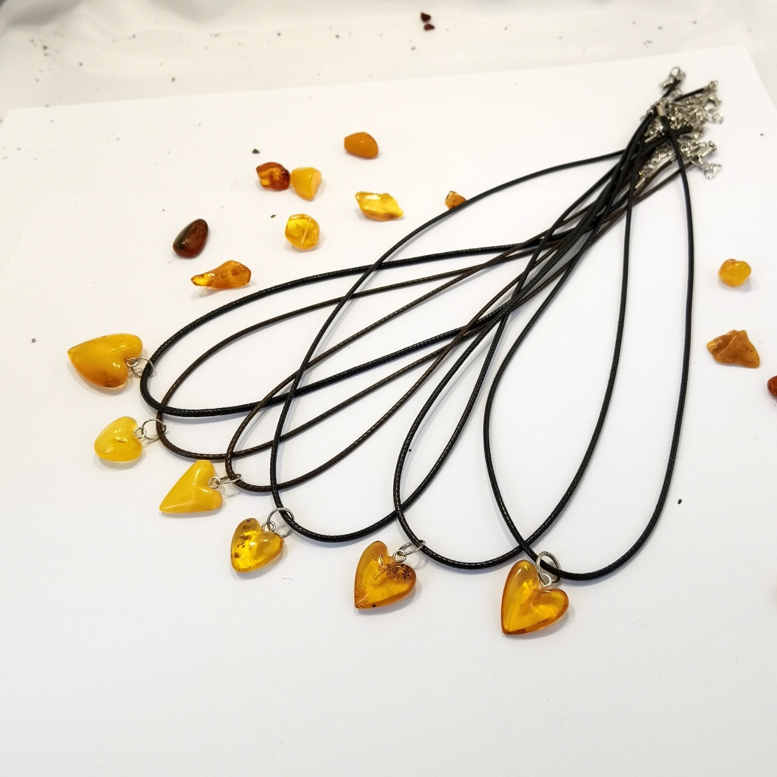 Amber Heart Romantic Pendant for Her Him, Valentines Day Minimalist Perfect Gift