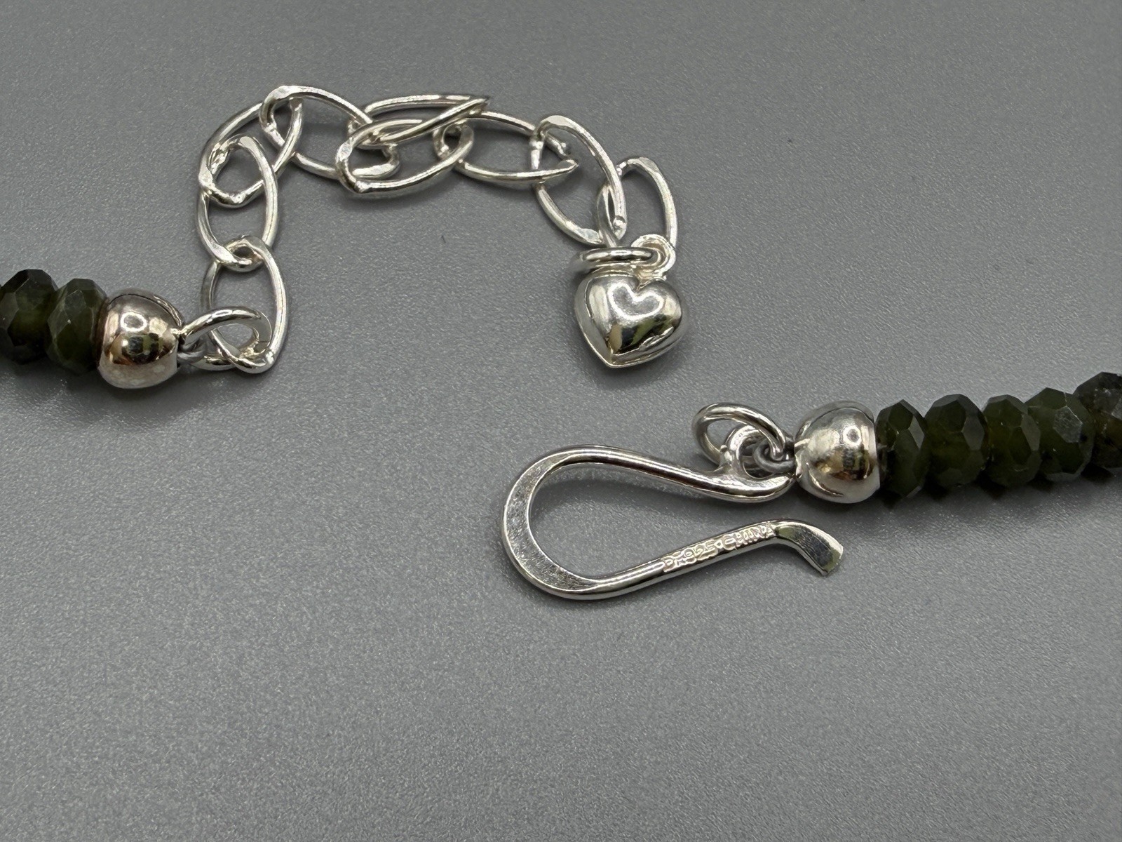 Jay King Natural Pakistan Nephrite Jade Faceted 925 Sterling Silver Necklace