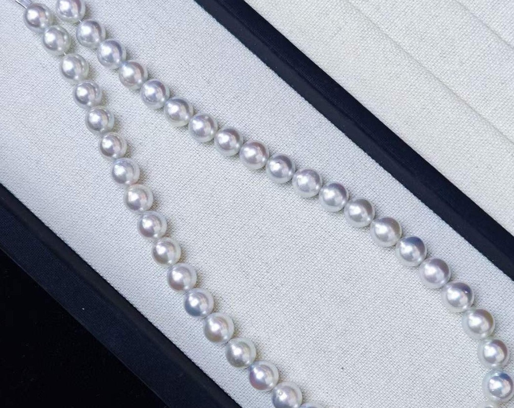 Very good big szie Aurora Madama 9.5mm Japanese Akoya saltwater pearl necklace