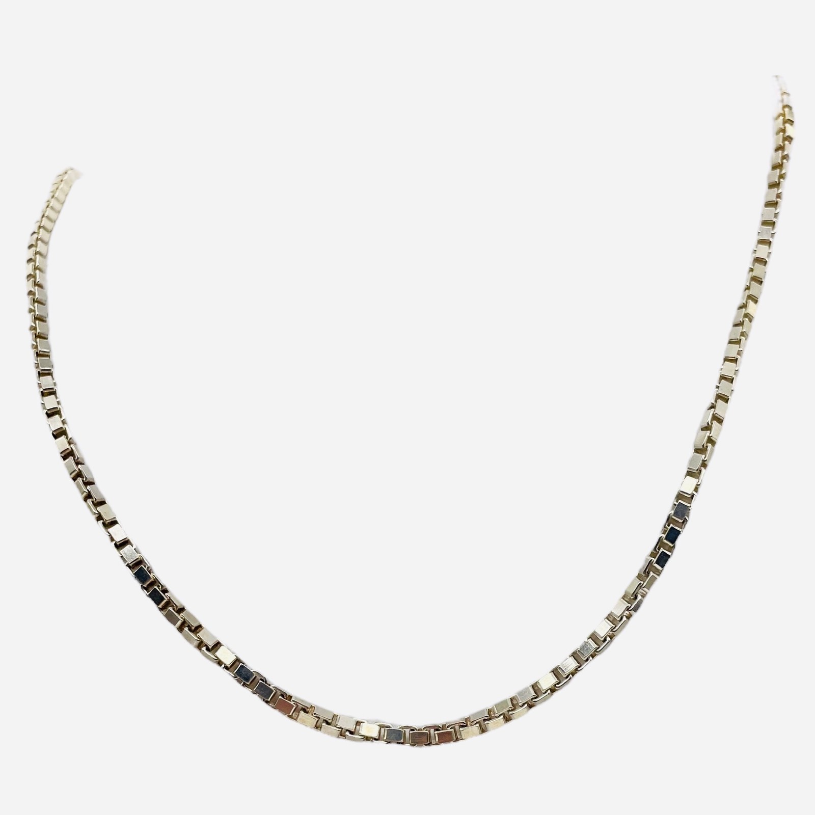 Italian Sterling Silver Box Chain Necklace | 16″ | 2mm |11.5G | 1 Necklace |