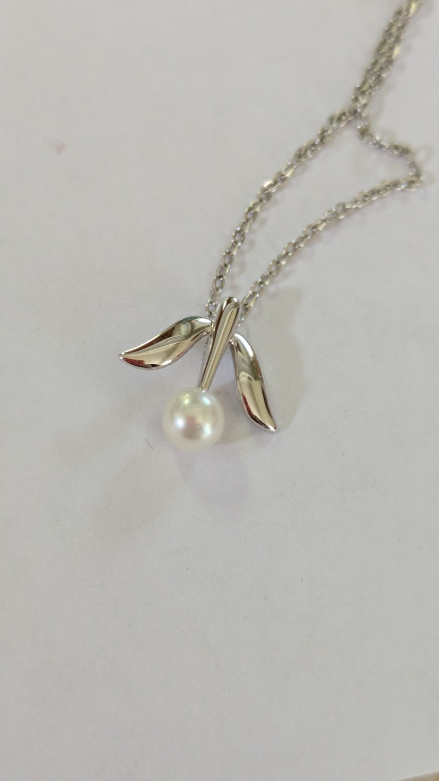 MIKIMOTO Pearl Flower Pendant Necklace SV925 40cm Elegant Auth