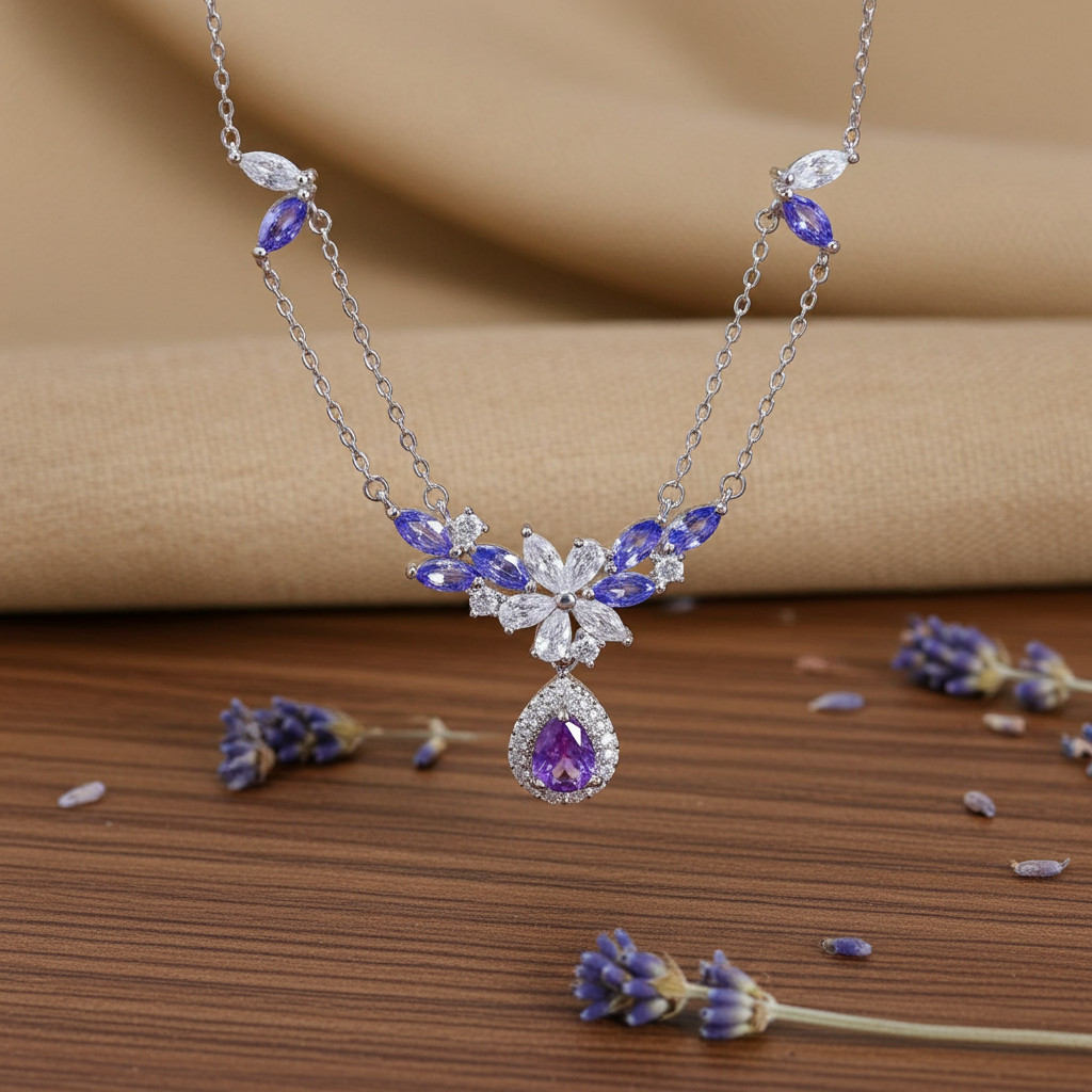 Purple Tanzanite and Amethyst Statement Necklace, Gemstone Necklaces
