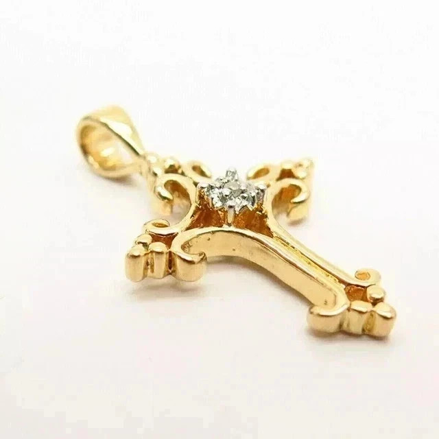 2Ct Round Cut Lab-Created Diamond Women’s Cross Pendant 14k Yellow Gold Plated