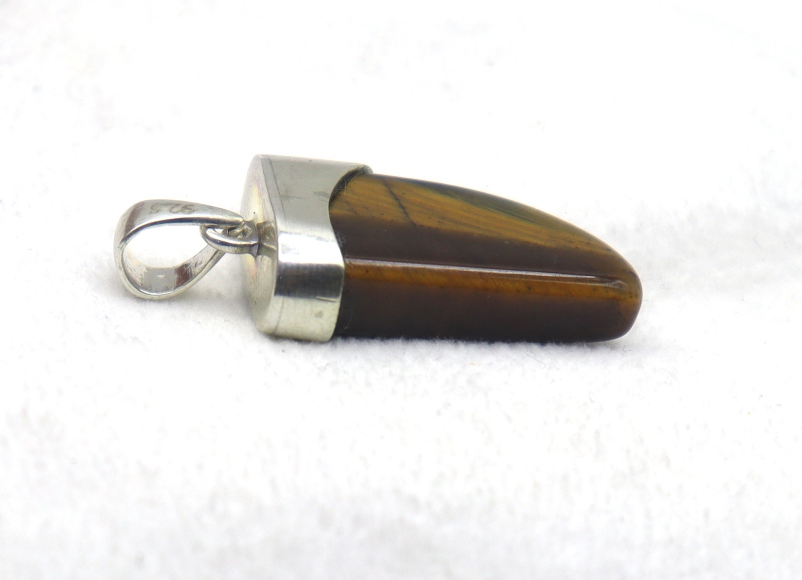 925 Sterling Silver Natural Tiger Eye Brown Color Gemstone 1.3 Inch Pendant