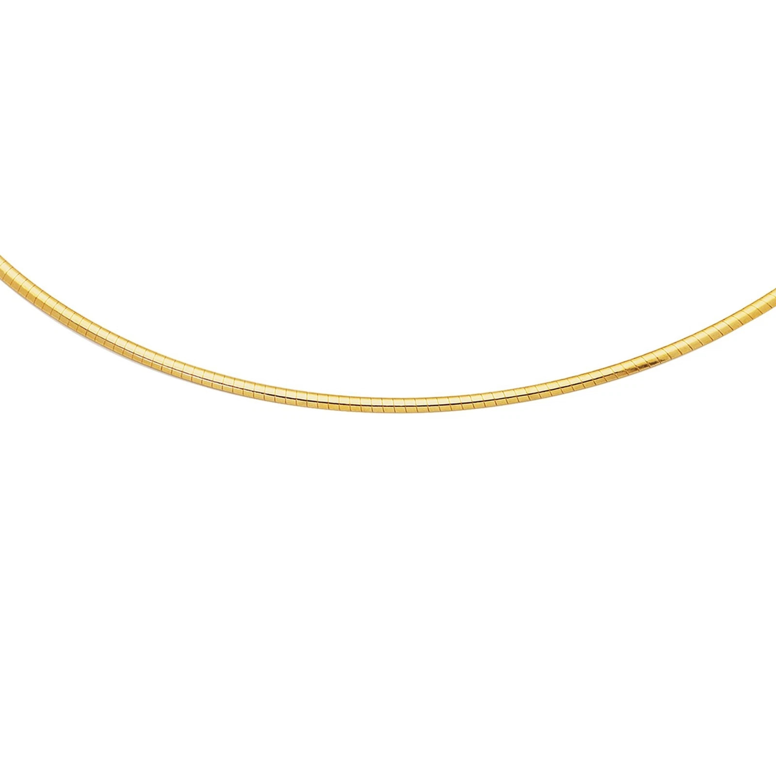 14K Yellow Gold-Plated Silver 925 1.5mm Italian Round Omega Chain Necklace