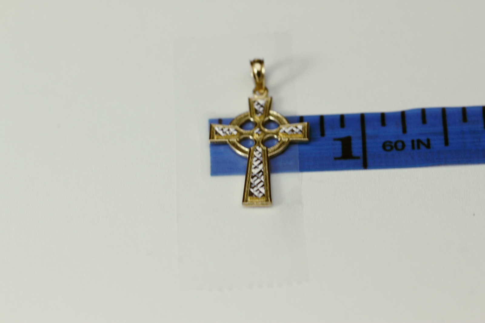 10k Yellow & White Gold Celtic Cross Charm/Pendant 1 Gram (PEN)9934