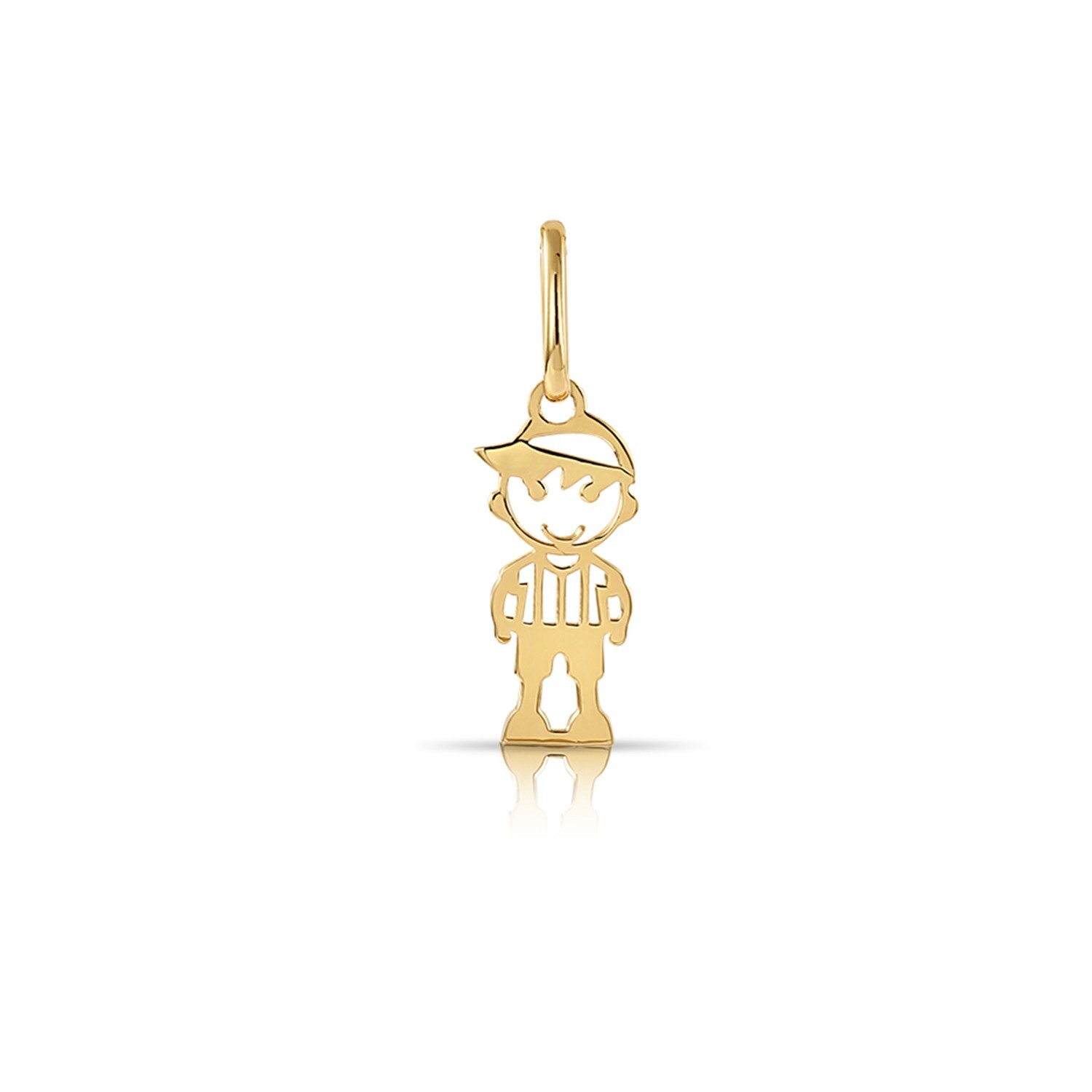 14K Real Solid Yellow Gold Baby Little Boy Kids Pendant Charm Necklace 18 in