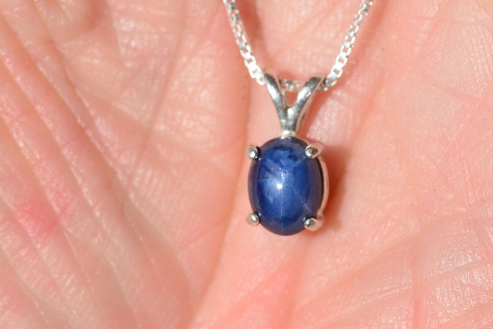 Certified Star Sapphire Necklace 1.82ct Pendant Real Genuine Natural Blue S95