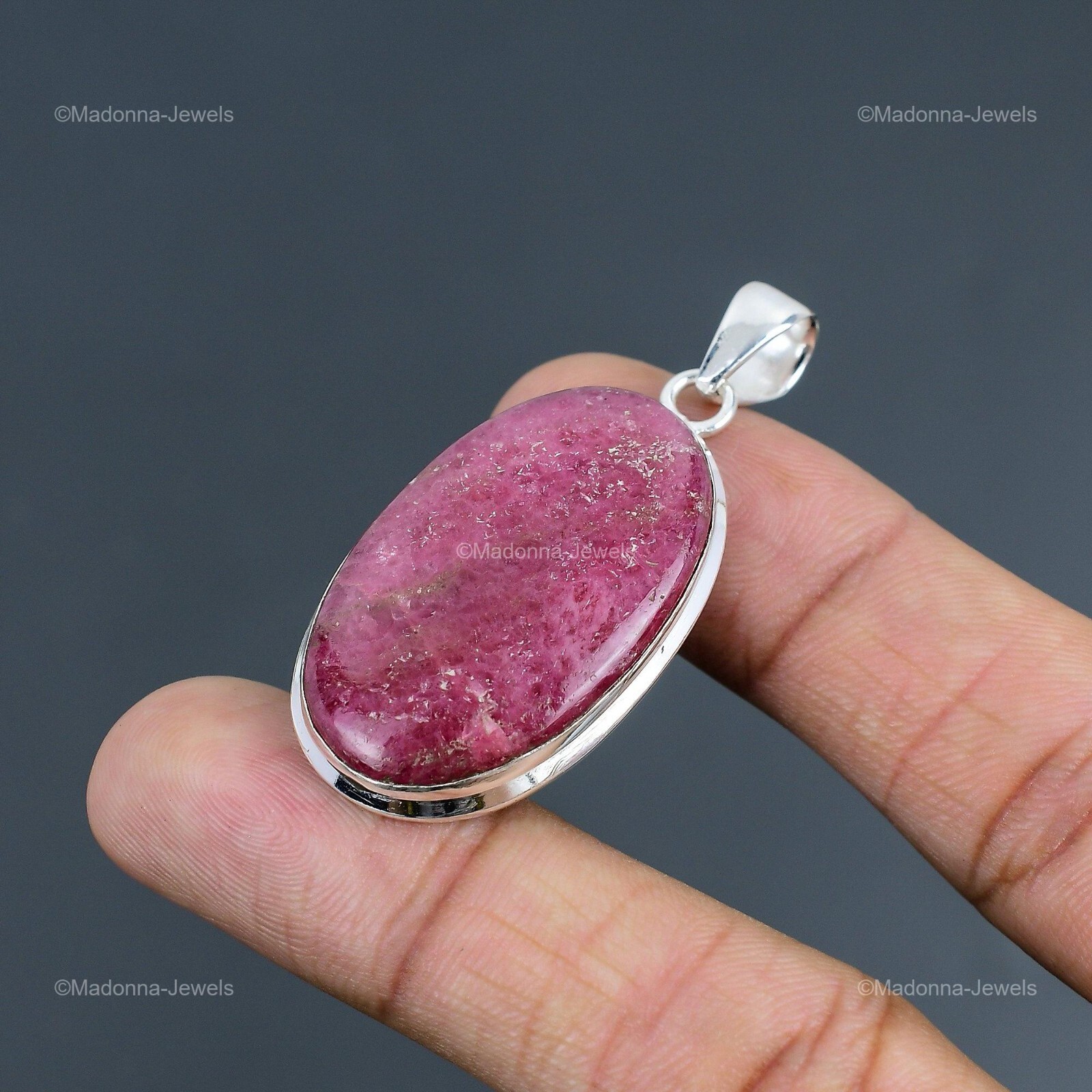 Rhodonite Gemstone Wedding Bezel Anniversary Pendant Jewelry 925 Sterling Silver