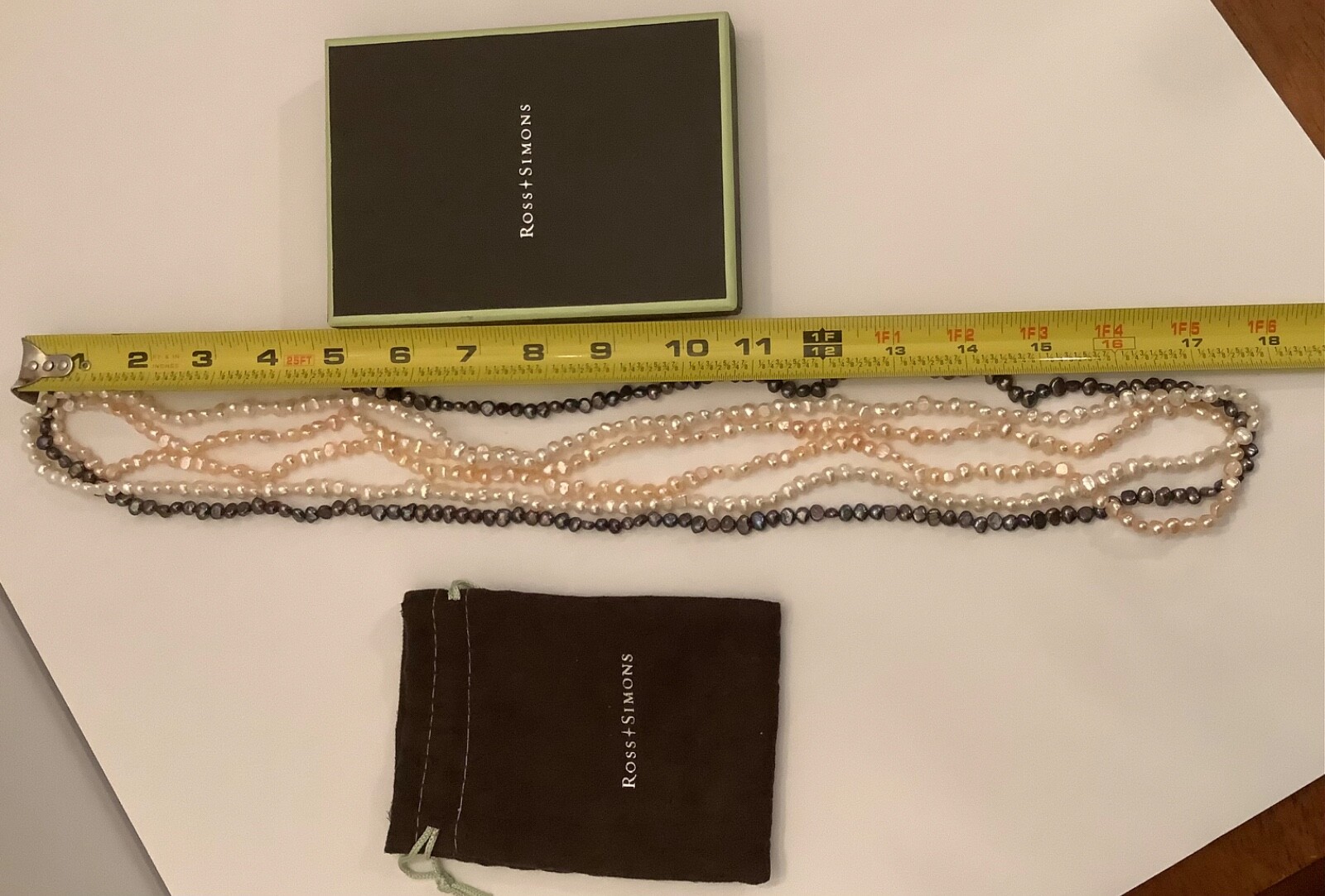 Ross-Simons 3 Single 32 in Fresh Water Black Pink White Pearl Necklaces with Box