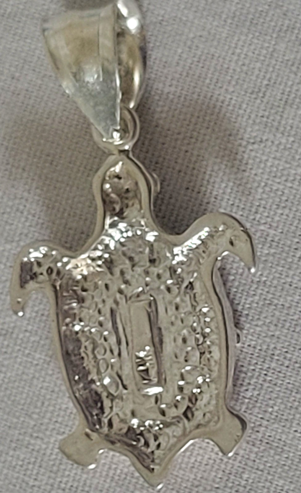 Solid Sterling Silver Turtle Pendant With 14K White Gold Overlay EXCELLENT