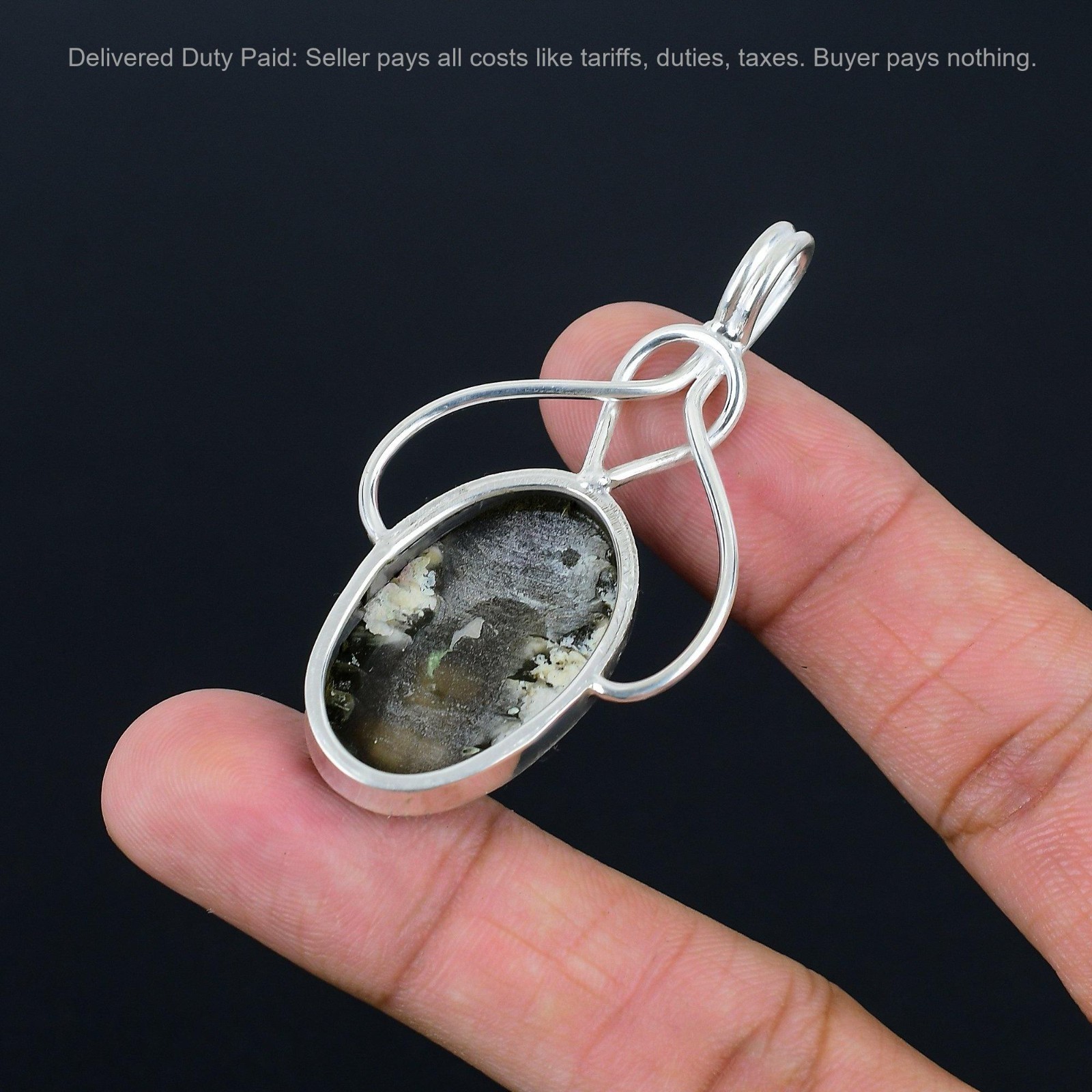 Sterling Silver June Birth Oval Mother Of Pearl Gemstone Ethnic Wife New Pendant