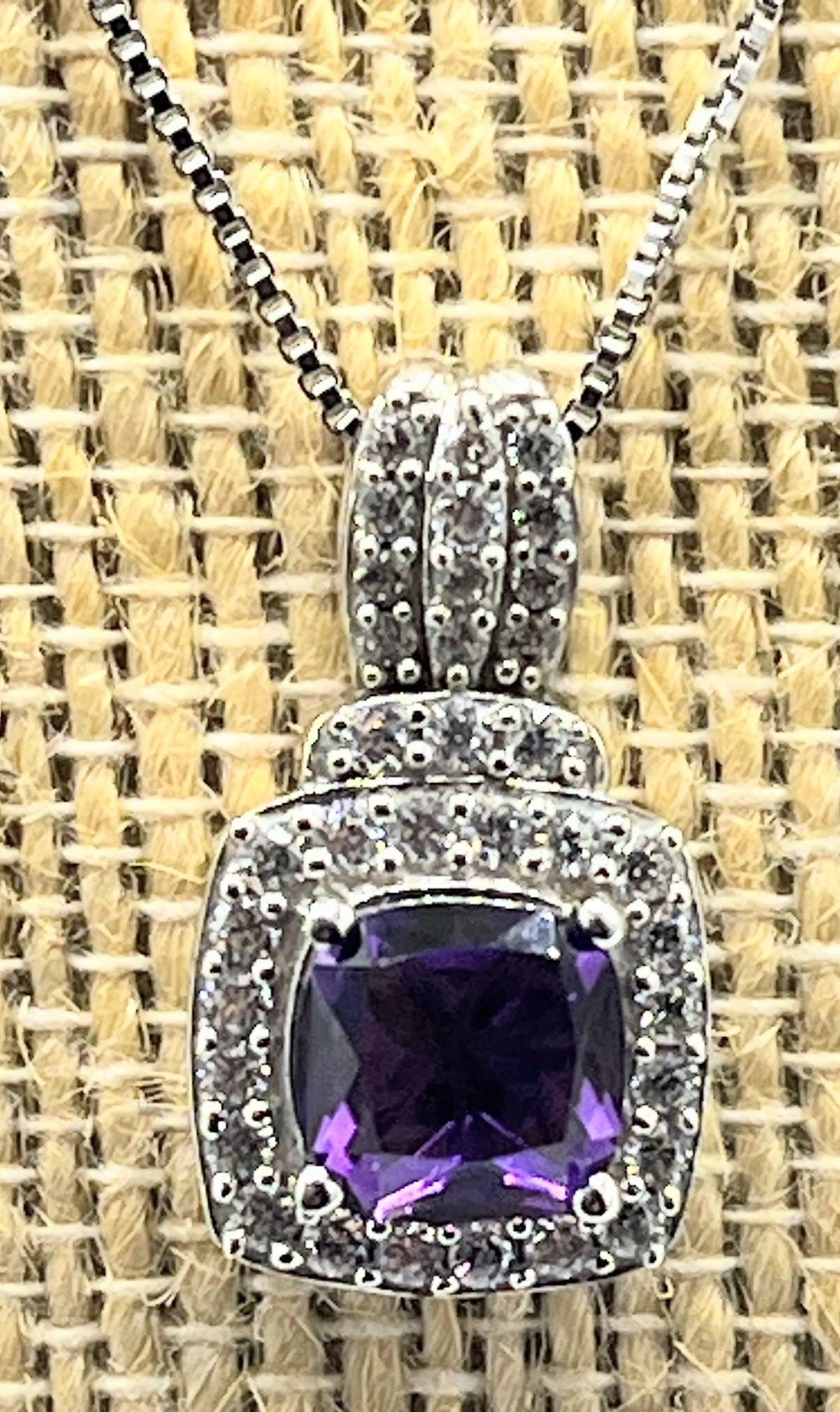 BR KA 1772 925 Sterling Silver Necklace with Pendant CZ Amethyst and Clear CZ
