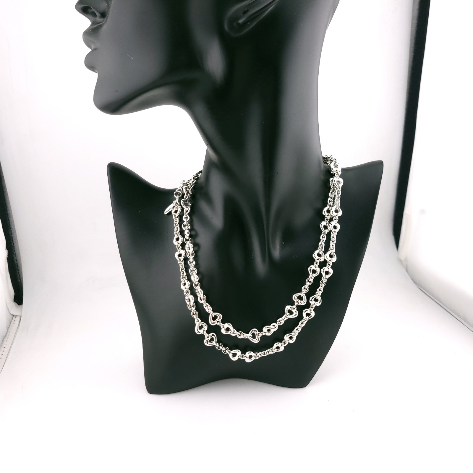 New Birks & Mayors Sterling Silver Heart Chain Link 32″ in Necklace 72 Grams