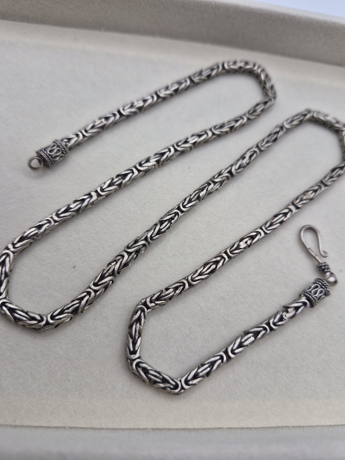 Sterling Silver 925 Bali Byzantine Link Chain Necklace S Hook 20″ 3mm 26.6g