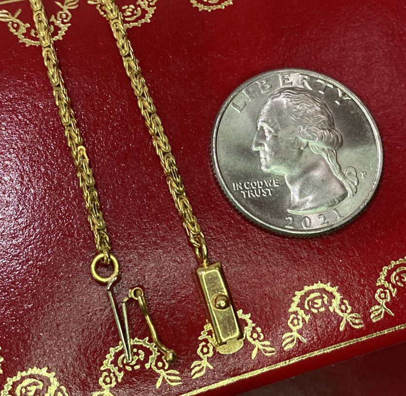 18k Yellow Gold Byzantine Braided Collar Chain 750 Kids Childrens Necklace 15.5”