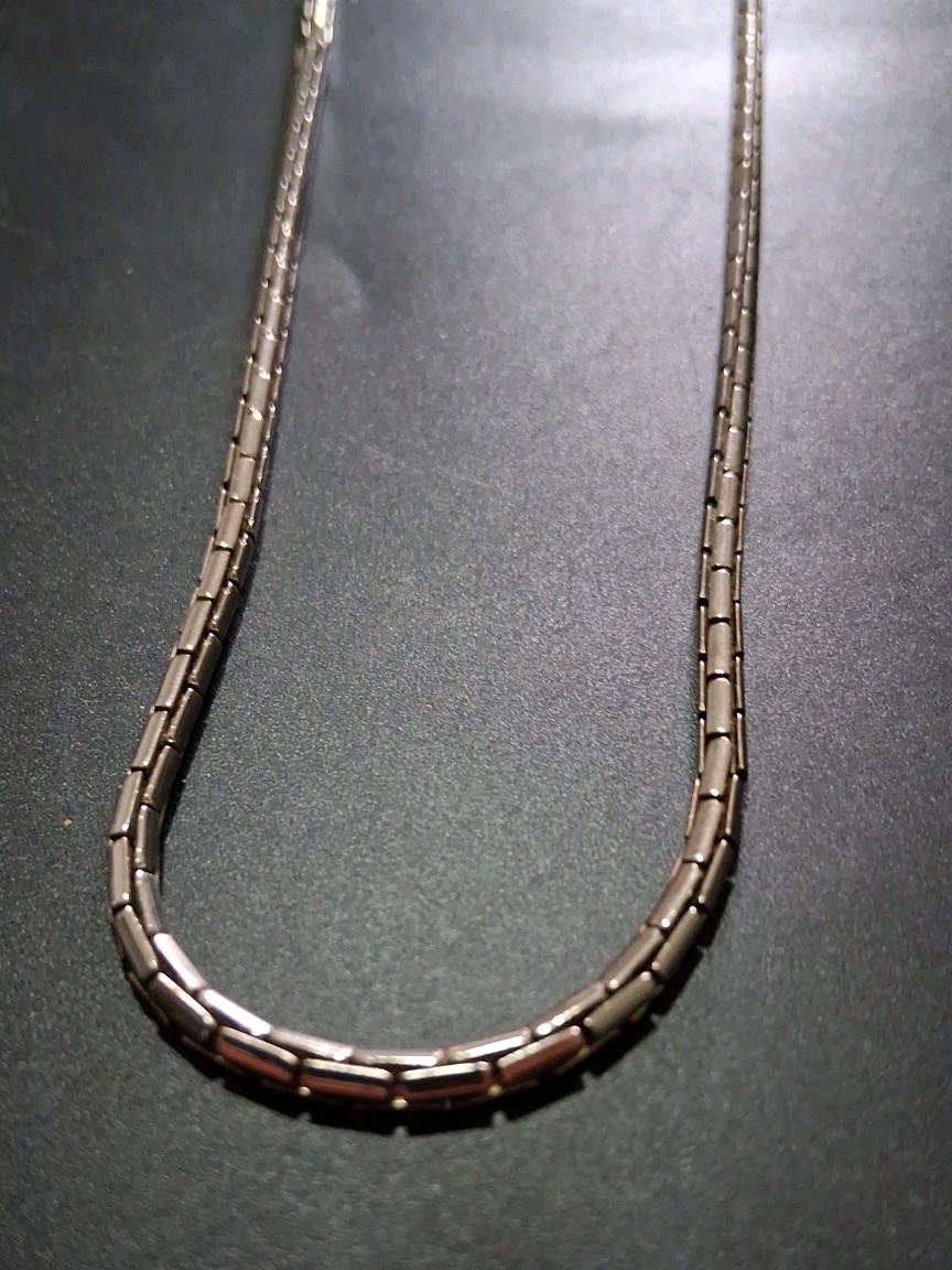 Vintage Paolo Romeo Style Round Snake Chain Necklace Slip On 30″ In Silver Tone