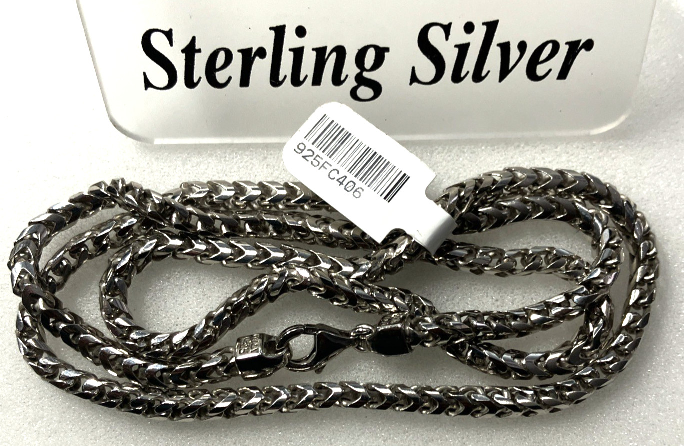 925 Sterling Silver Italy Solid Franco Chain Heavy 40.7grams 4mm 24” New w/ Tag