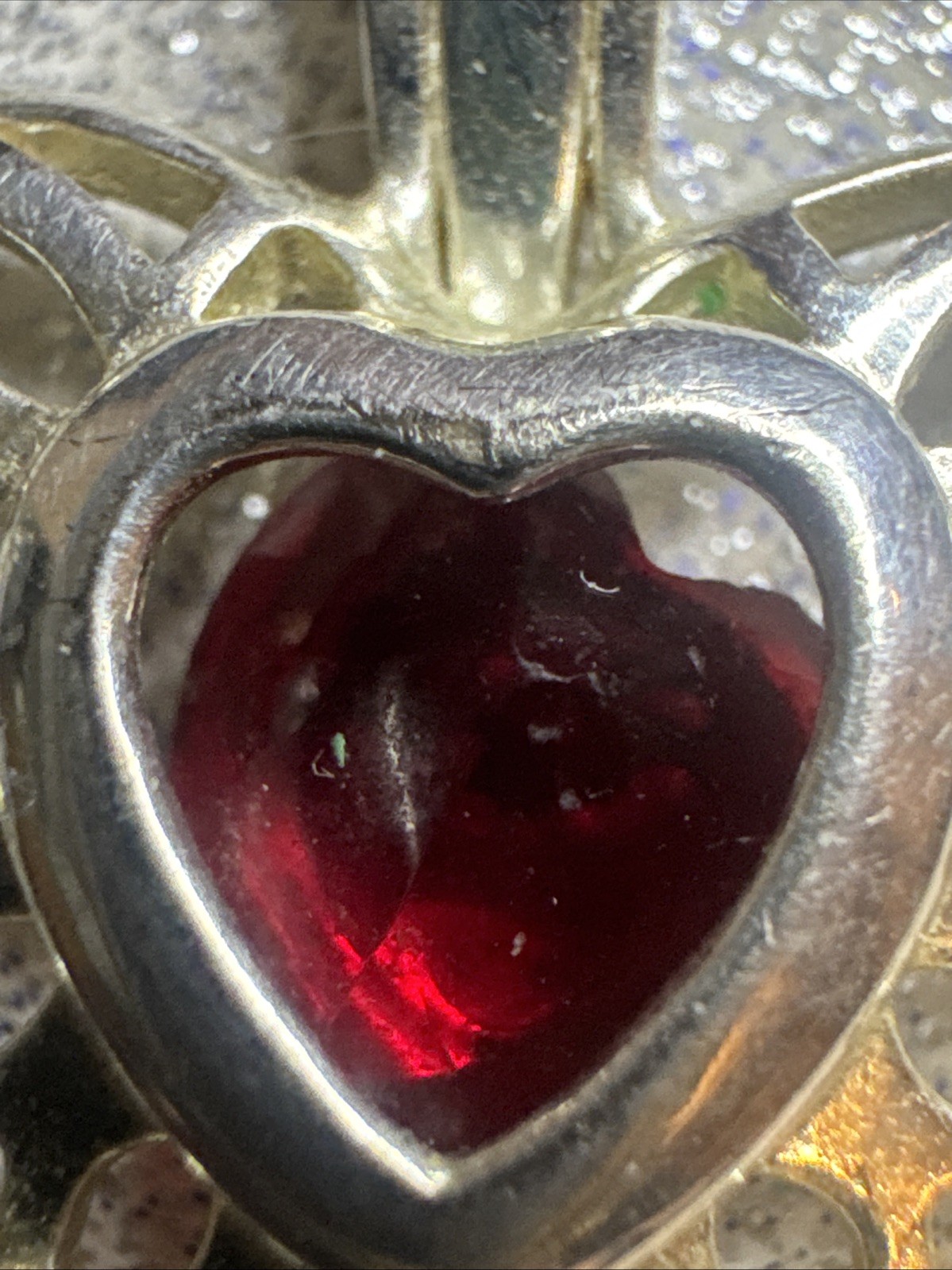 925 Silver Heart Pendent Marked LA Black Stone