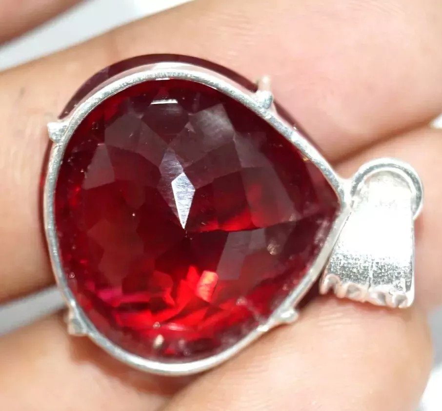 Certified 72.05 Ct Natural Red Red Ruby 925 Solid Silver Pendant Loose Gemstone