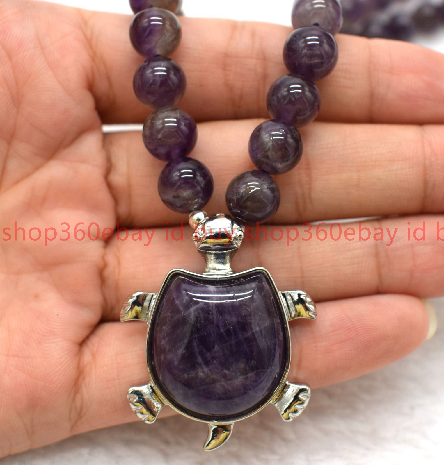 Natural Pretty 8mm Purple Amethyst Round Gemstone Beads Pendant Necklace 16-32in