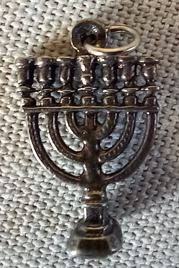 German Silver 752 Menorah Pendant Small Handmade w/Solid Base 7 Branches