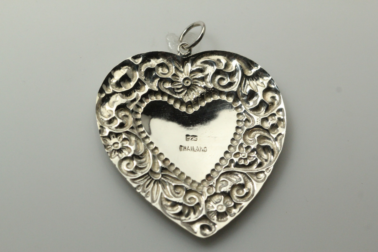 925 Sterling Silver Heart Shape Luggage Tag Pendant 12.5 Grams (PEN8142)