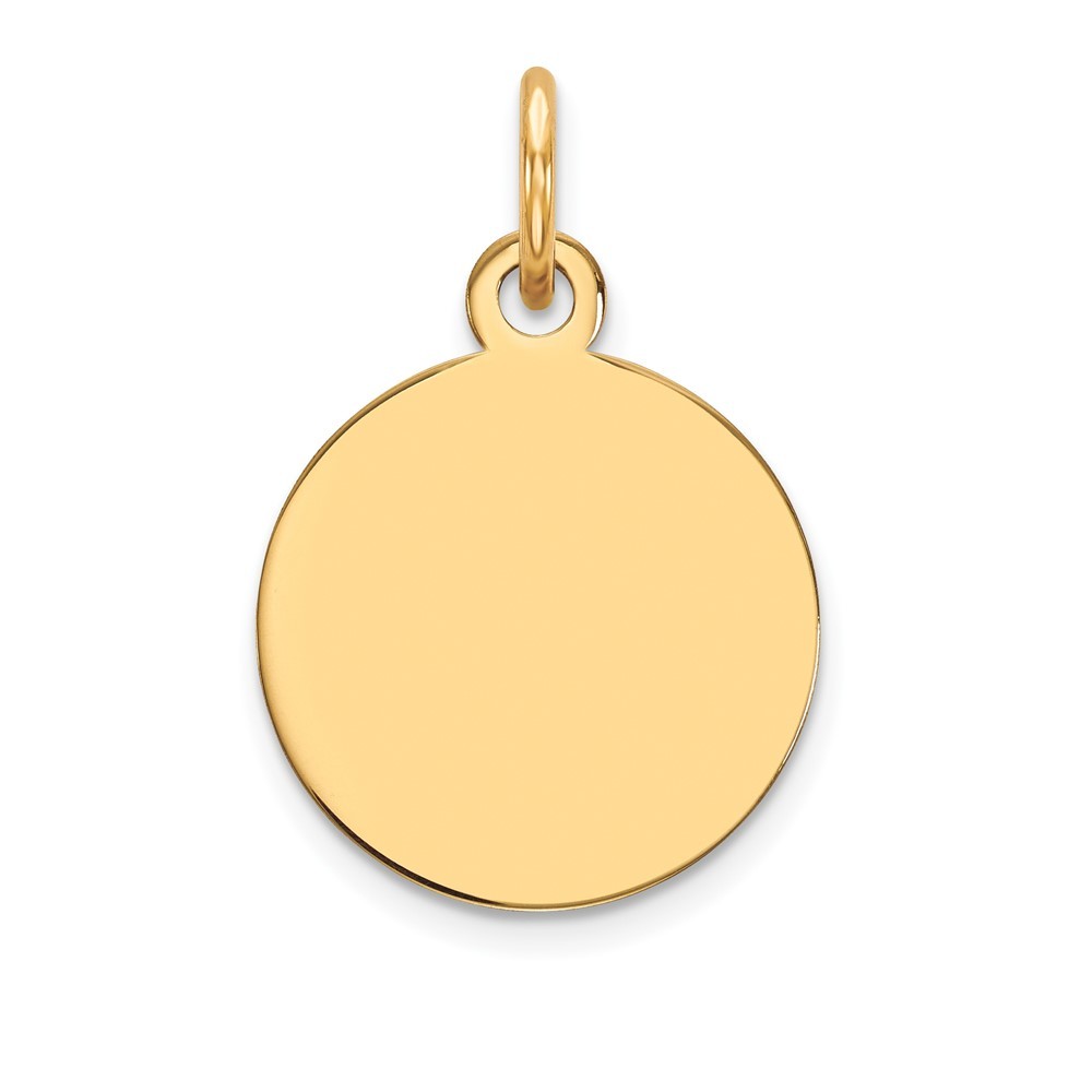 10K Yellow Gold Plain .013 Gauge 12.75×12.75mm Circular Engravable Disc Pendant