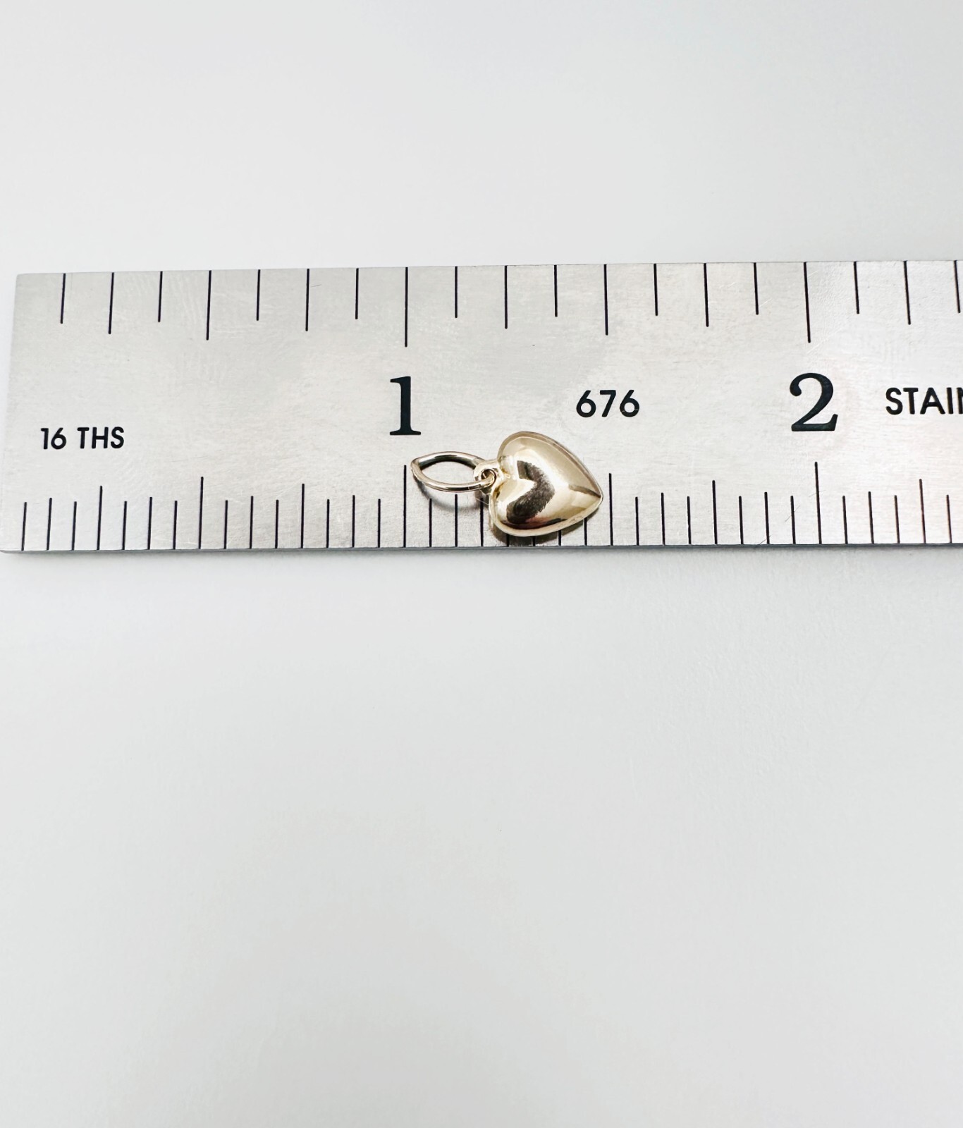 14K Solid Yellow Gold Mini / Petite Puffy Puffed Heart Charm Pendant 12.5x6mm