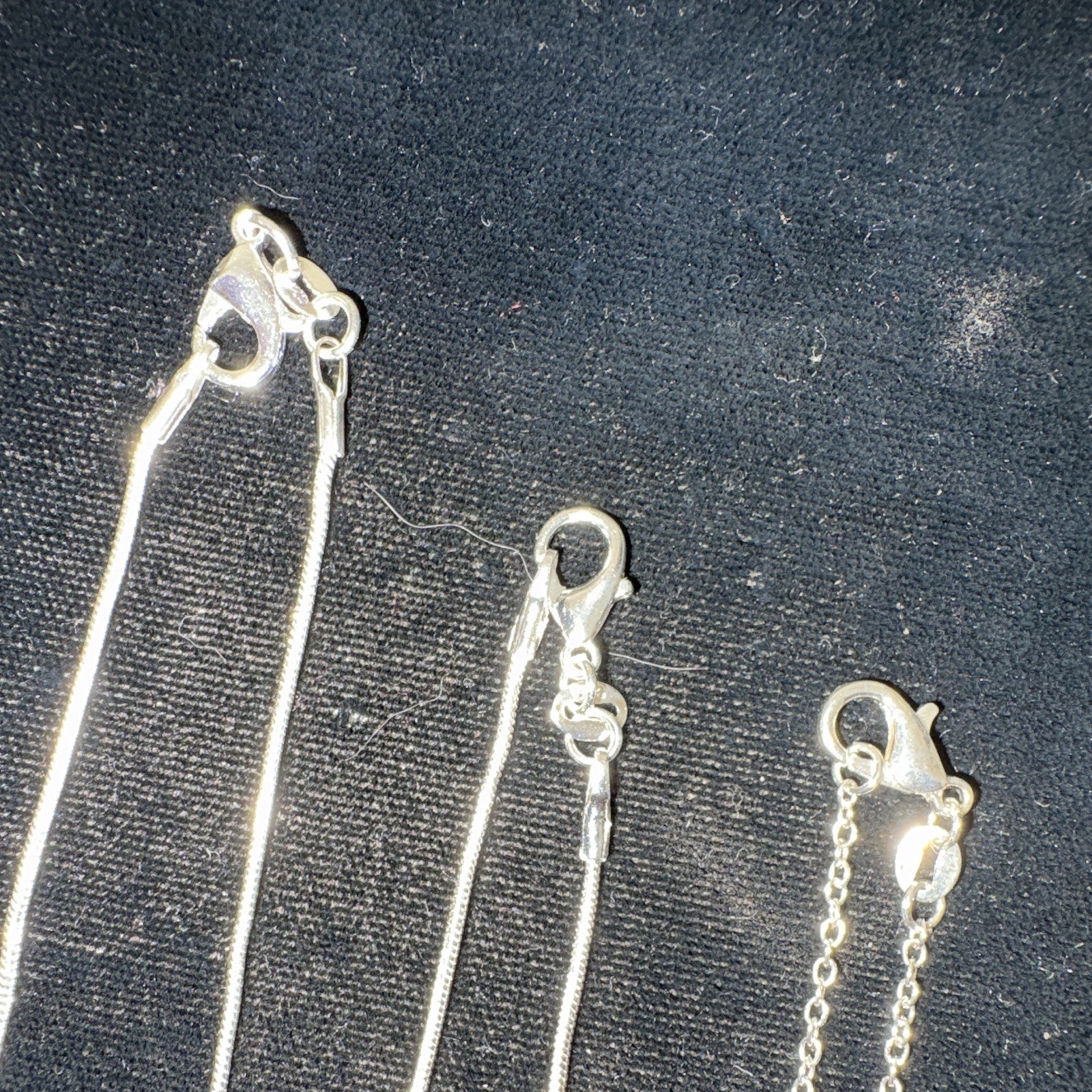 Marked 925 Silver 1 Cable Chain & 2 Snake Necklace Lobster Clasp Fine Silver New