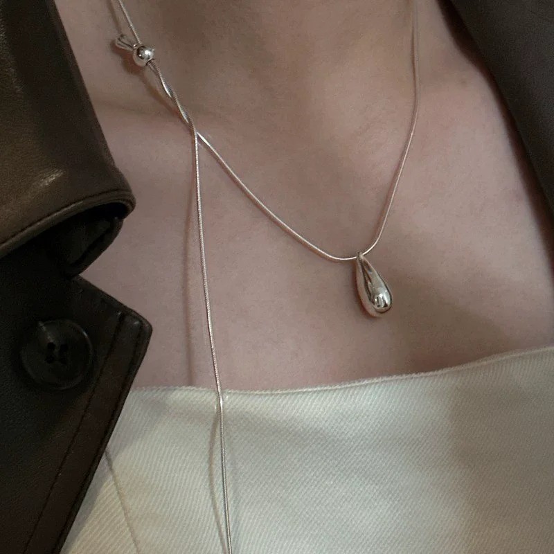 Women 925 Sterling Silver Pendant Necklace Elegant Drop Chain Fine Jewelry