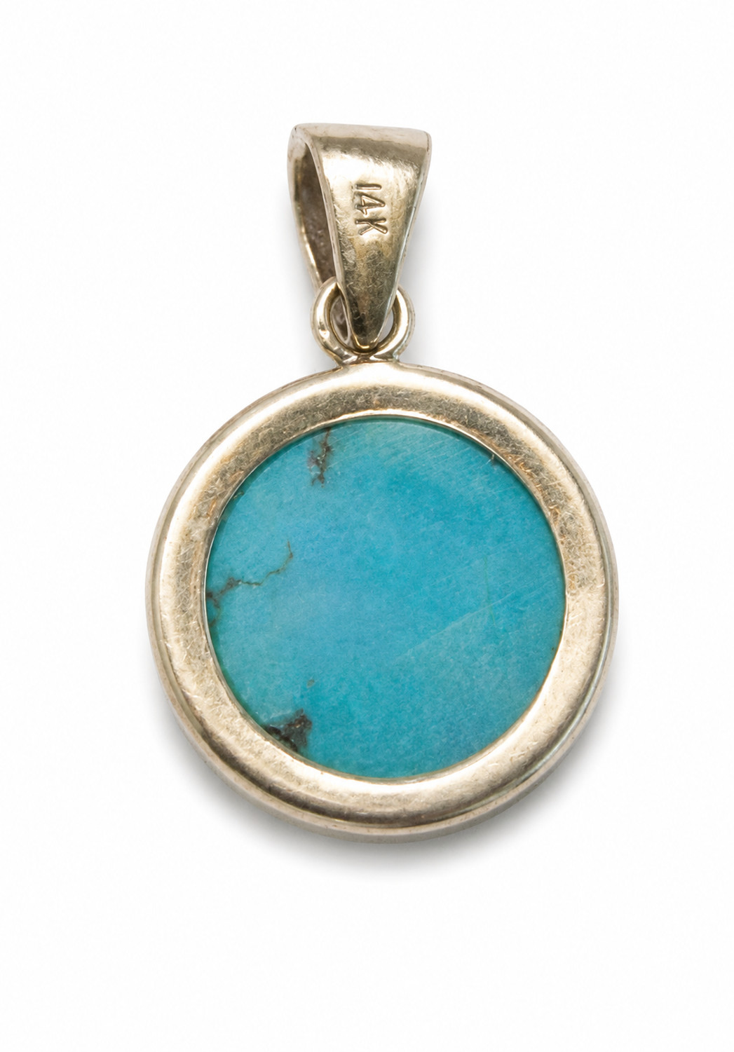 1970’s Vintage 14K Gold Robin’s Egg Turquoise Pendant & 10K Rope Chain Necklace