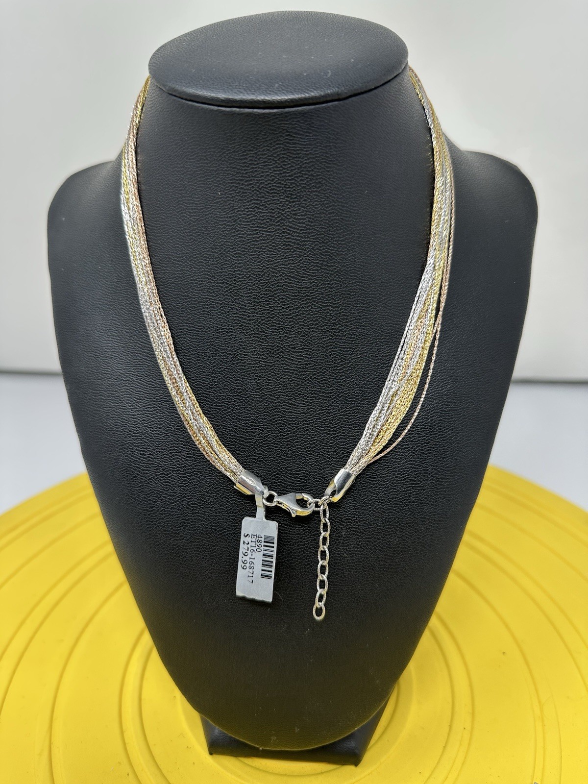 Sterling Silver Italian 20 Stranded Choker Necklace & Bracelet Set 42g 16”+ 7”+