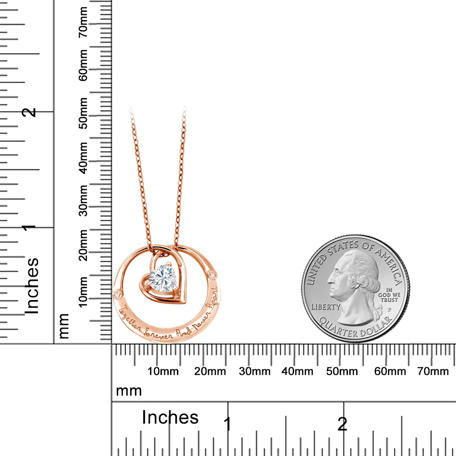 18K Rose Gold Plated Silver Pendant Near Colorless Moissanite & Diamond
