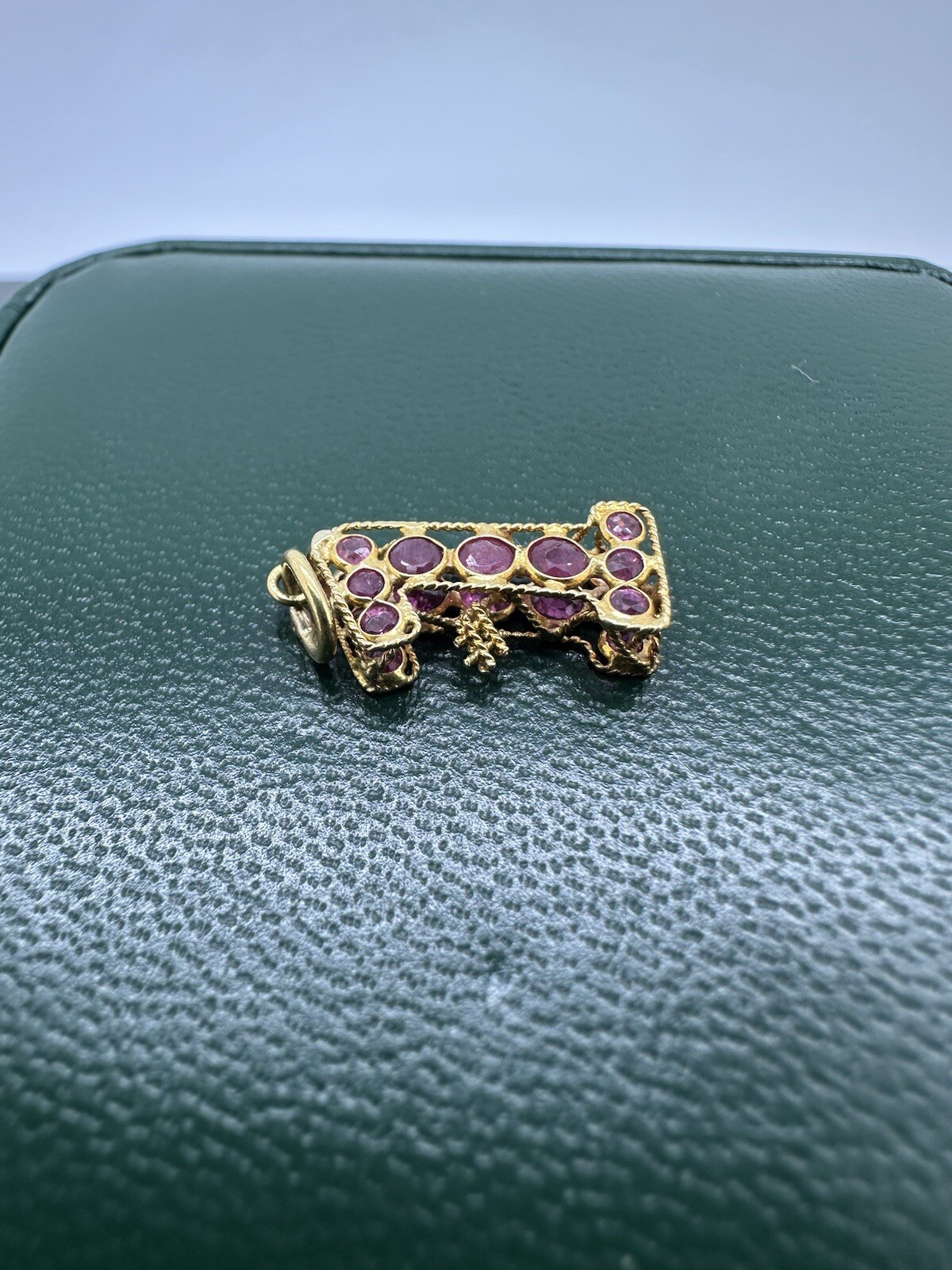 18k Yellow Gold Ruby Number 1 Birthstone First Birthday Anniversary Puff Charm